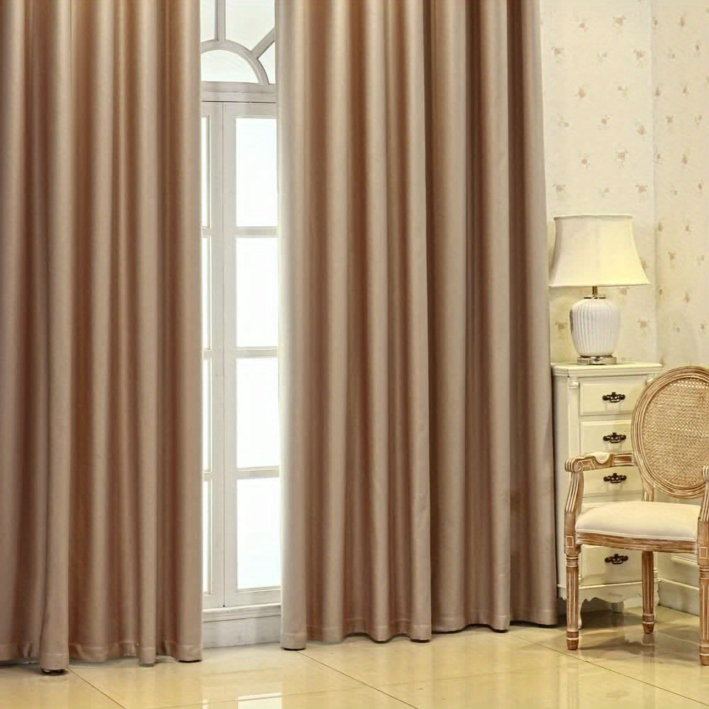 Rideaux occultants crème en polyester pour chambre et salon (2 panneaux)