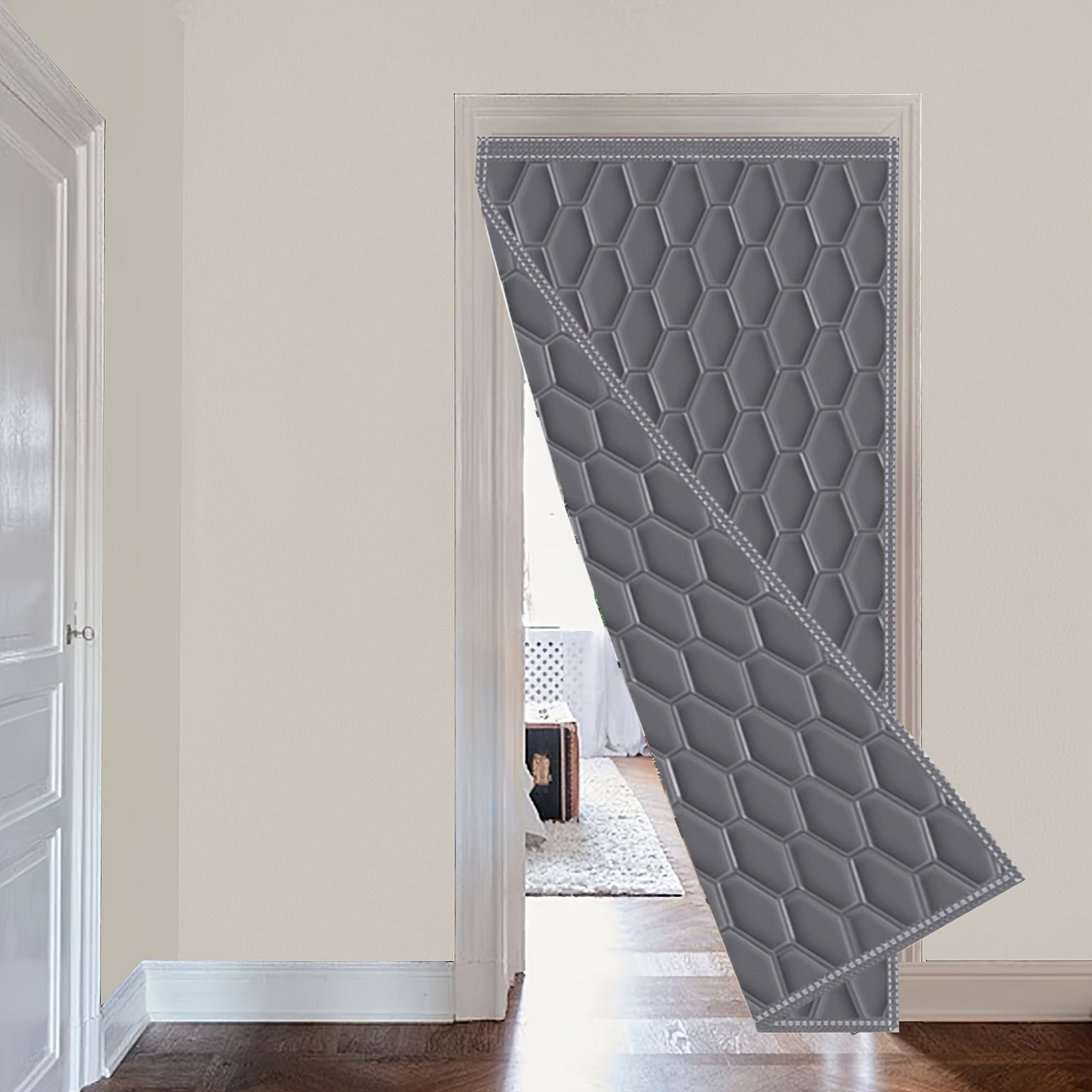 Rideau de Porte Thermique Matelassé Coupe-Vent Isolation Hiver