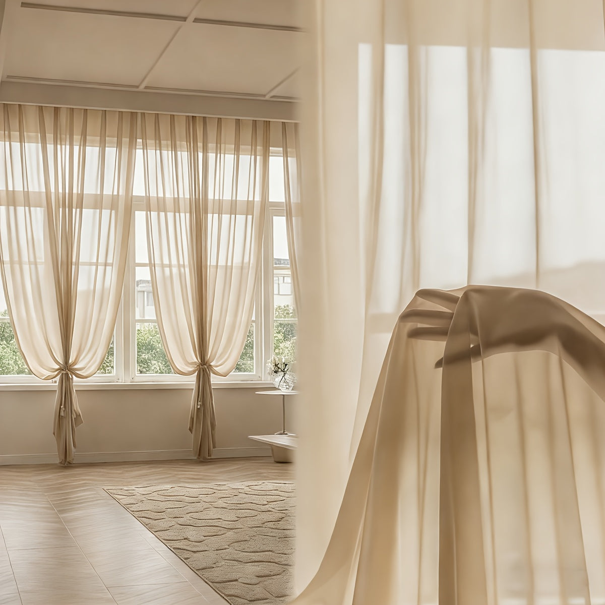 Voilage tamisant effet lin pour salon et chambre