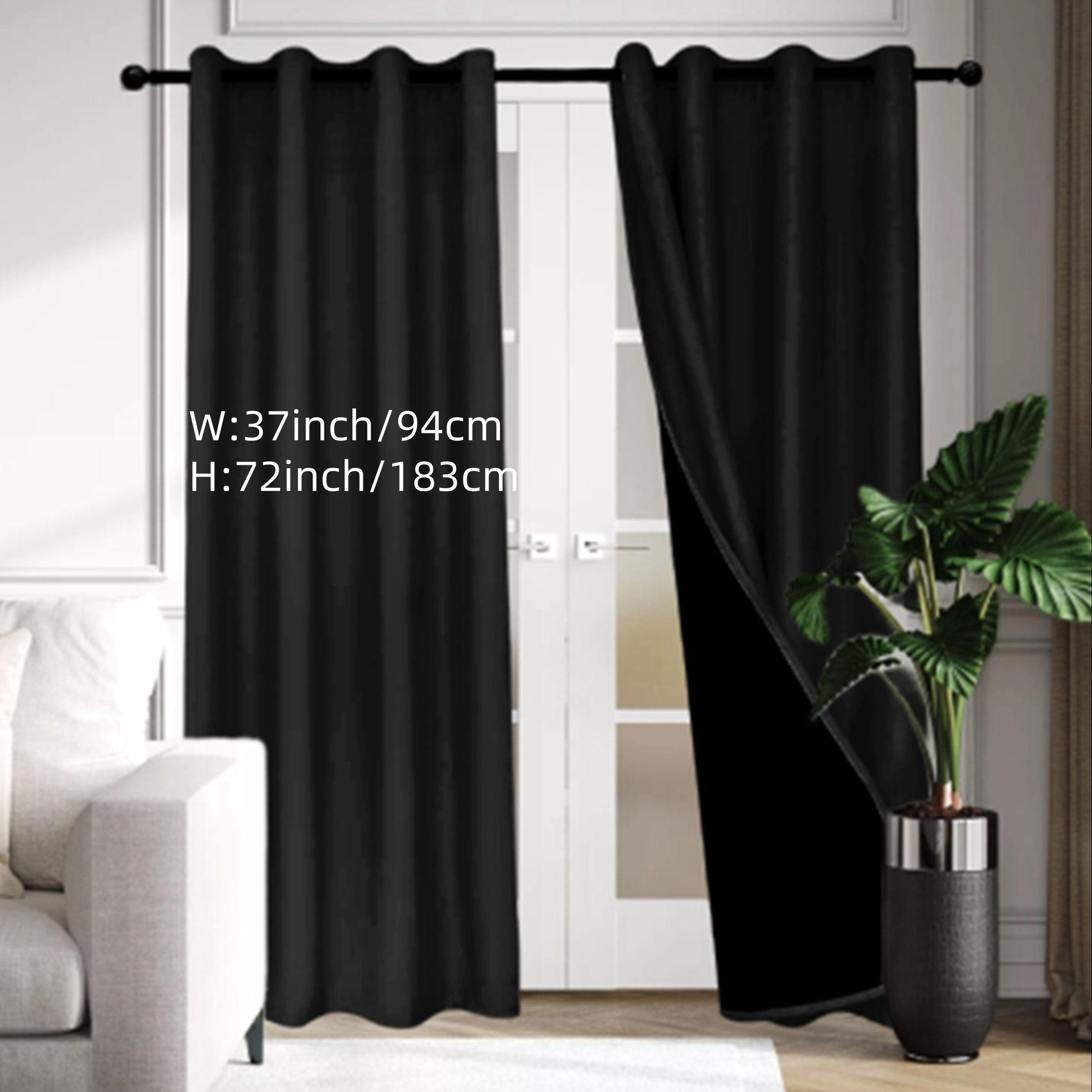 Rideau occultant thermique 100 % blackout à œillets en polyester pour chambre et salon