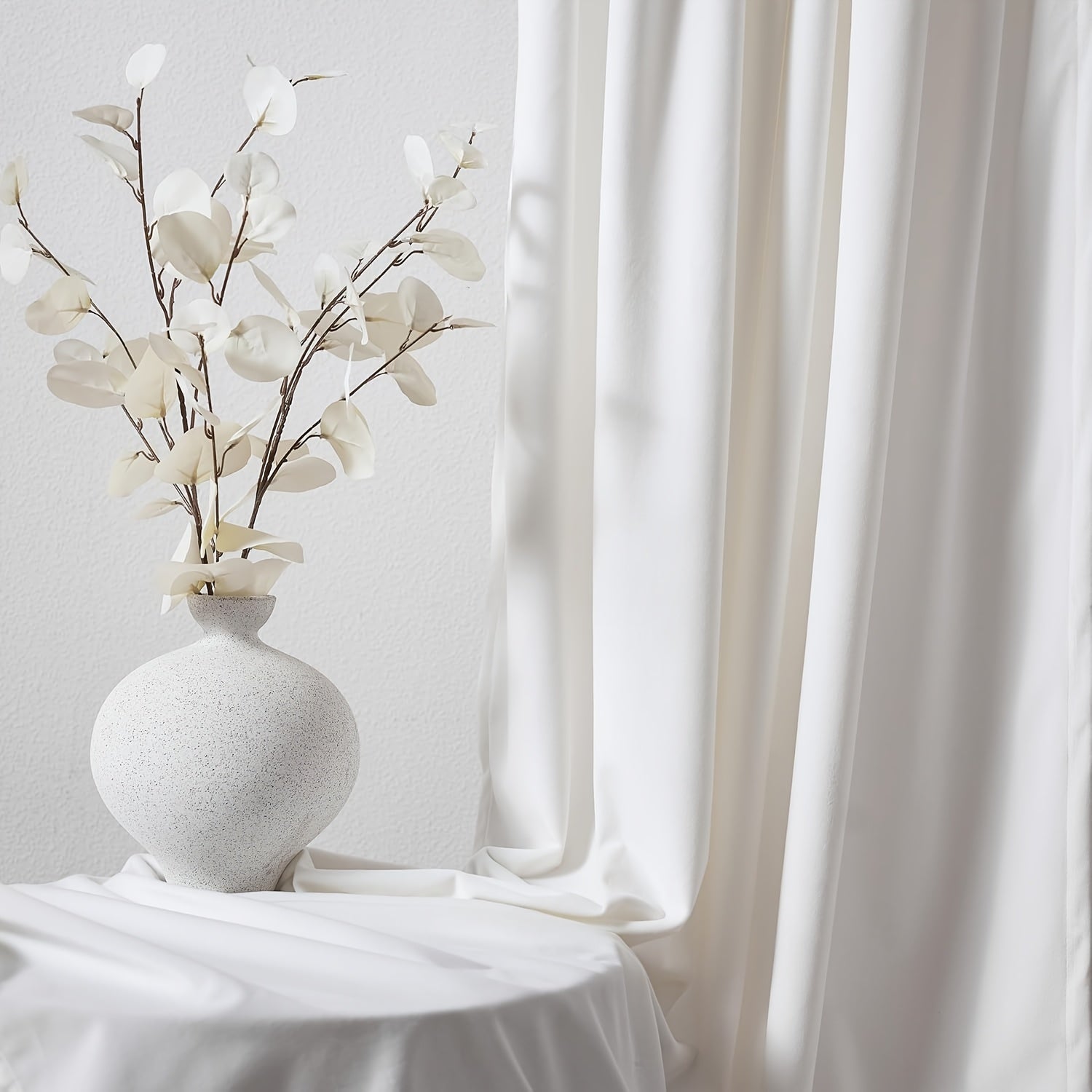 Rideau velours blanc occultant minimaliste pour chambre et salon