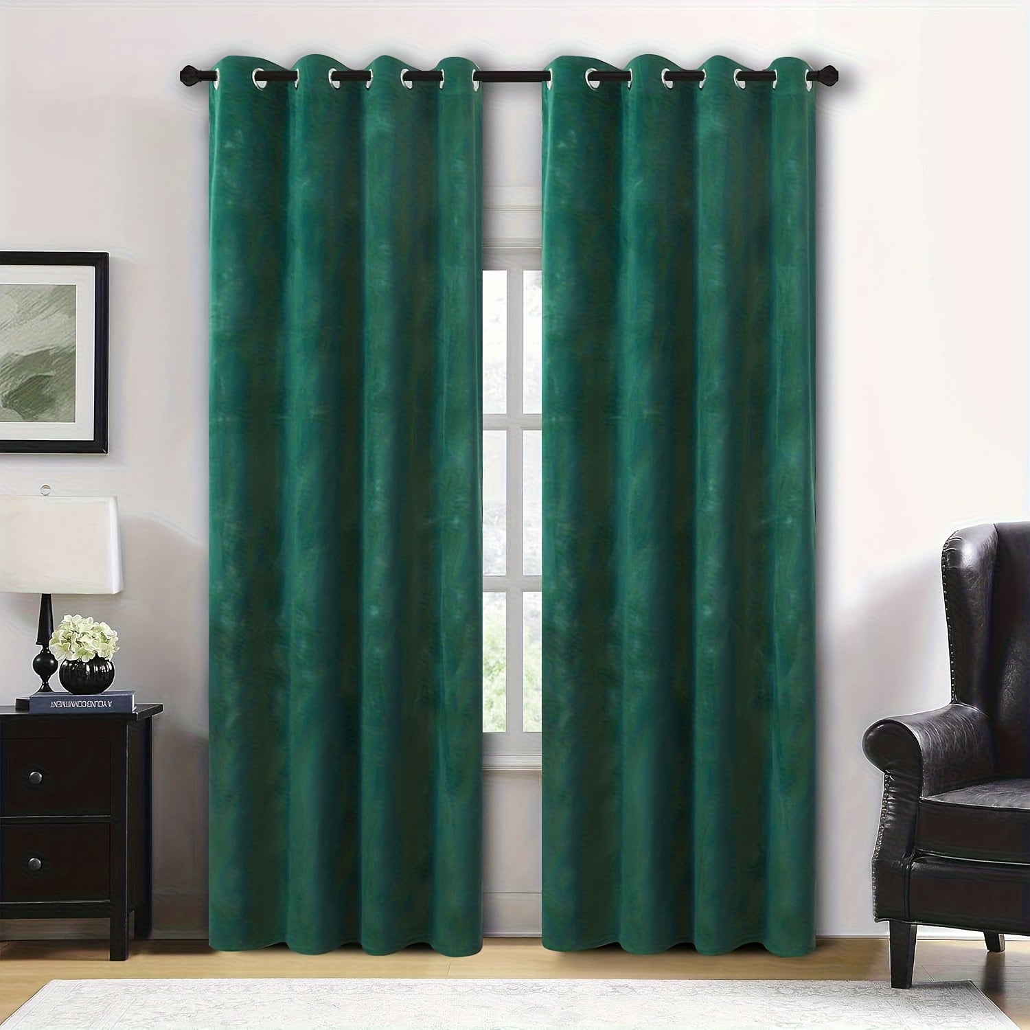 Rideaux velours tamisants unis en polyester avec œillets (2 panneaux)
