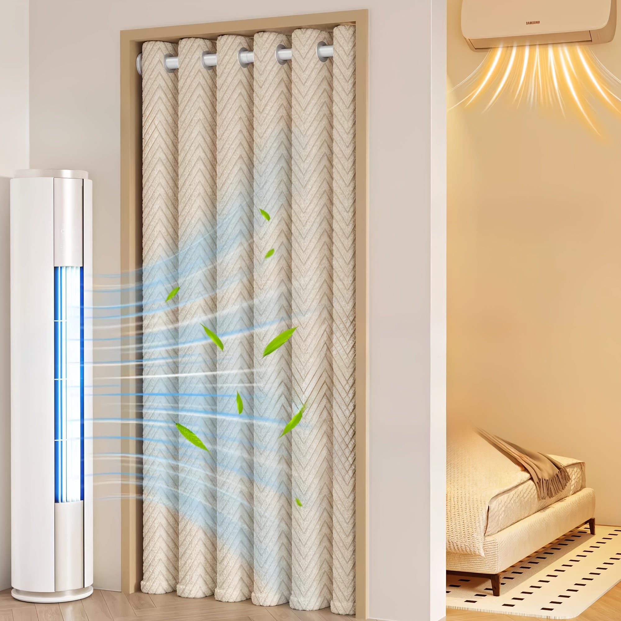 Rideau de porte thermique occultant épais – Isolation hiver sans perçage (1 panneau)