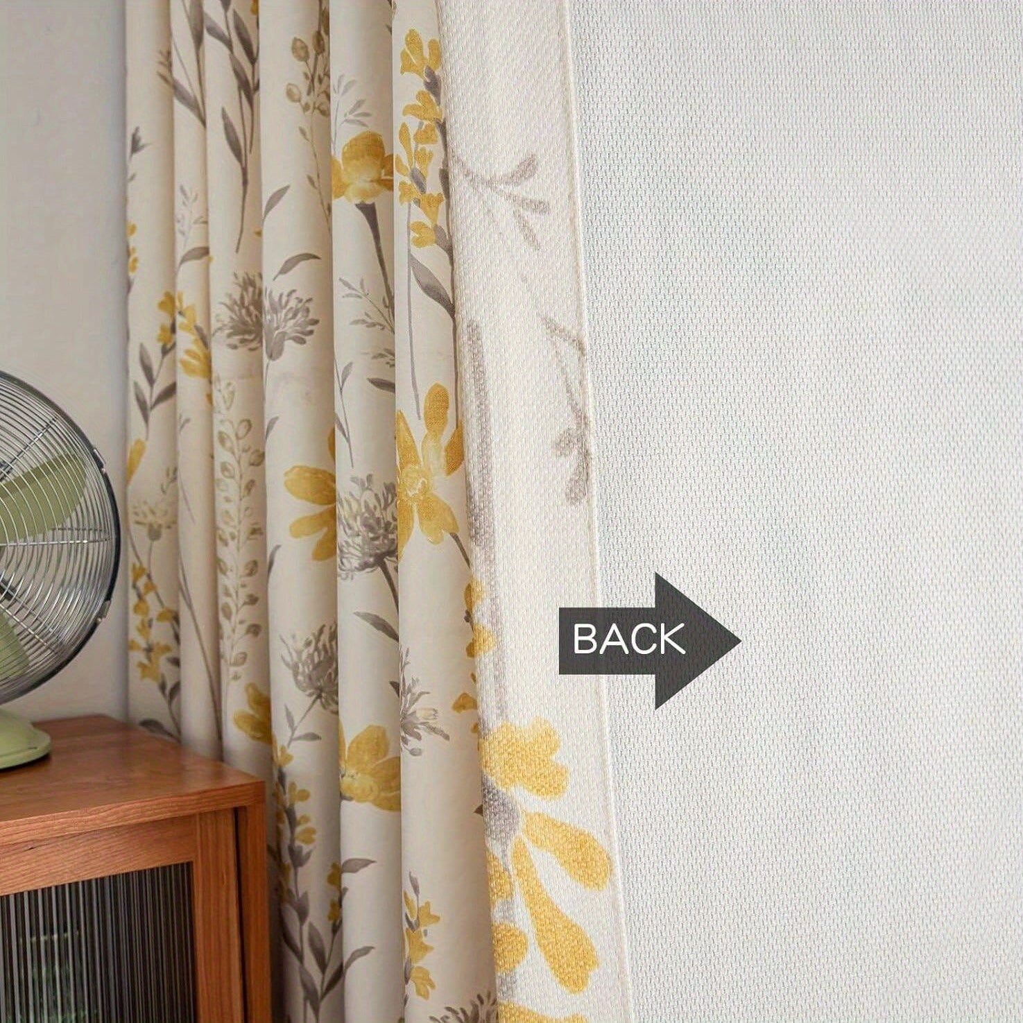Rideau tamisant fleuri jaune style classique pour salon et chambre