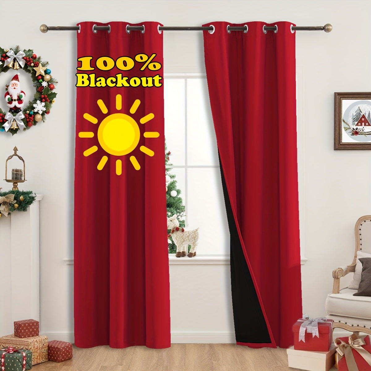 Rideaux occultants thermiques 100 % blackout à œillets – lot de 2 panneaux