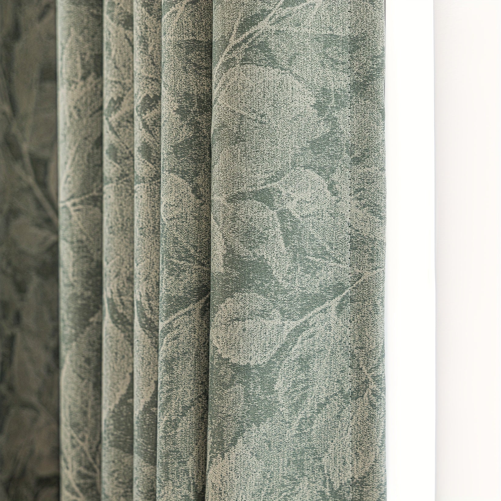 Rideau occultant jacquard feuille en chenille style vintage pour salon
