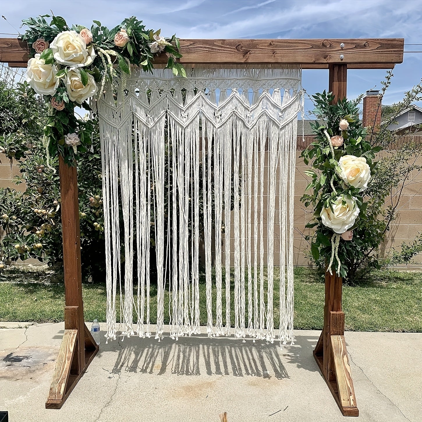Rideau macramé bohème en coton 95x180 cm pour porte et séparation (1 panneau)