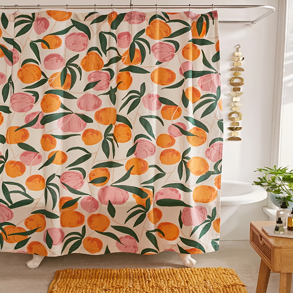 Rideau de douche en polyester imperméable motif pêches décoratif