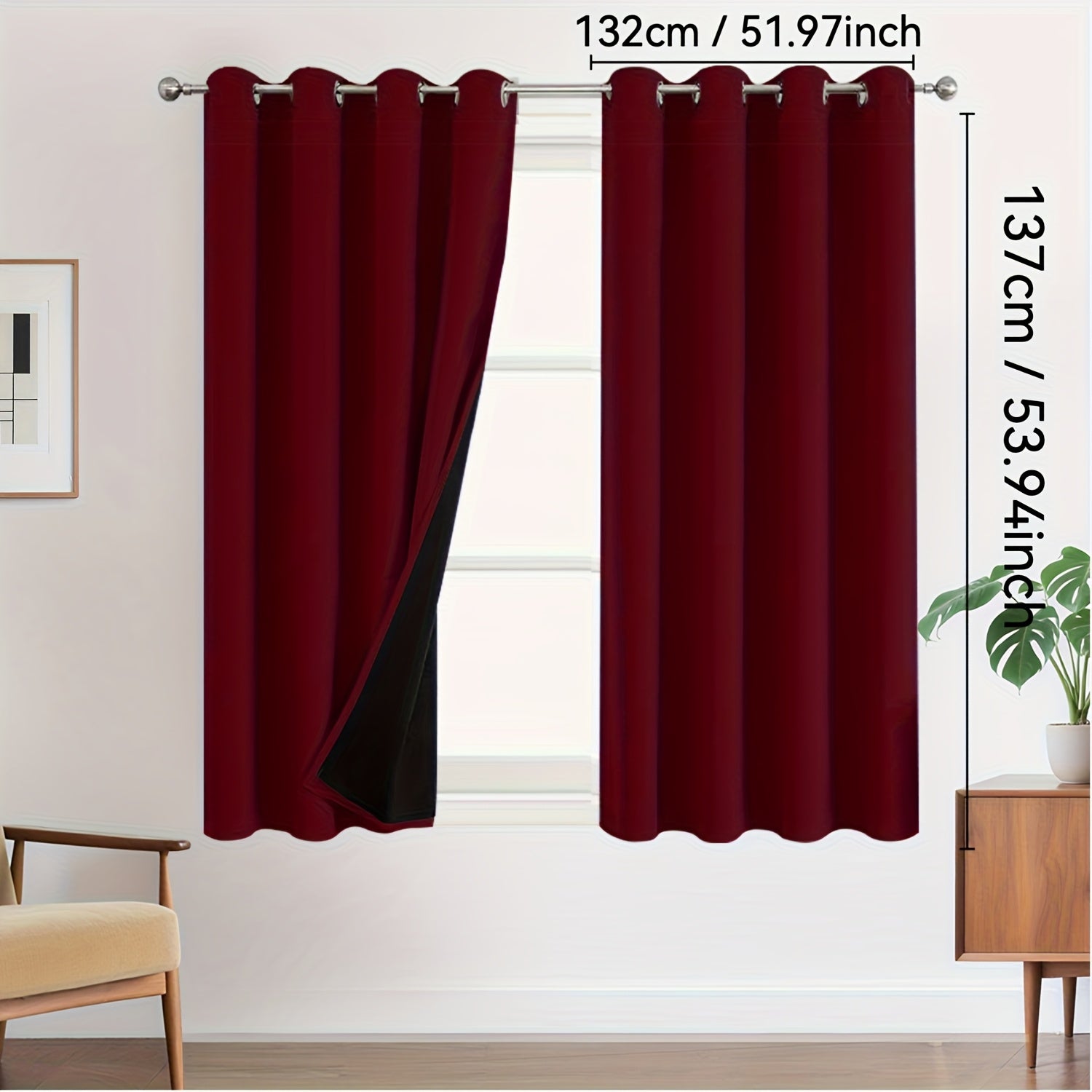 Rideaux occultants 100 % blackout à œillets – lot de 2 panneaux pour chambre et salon