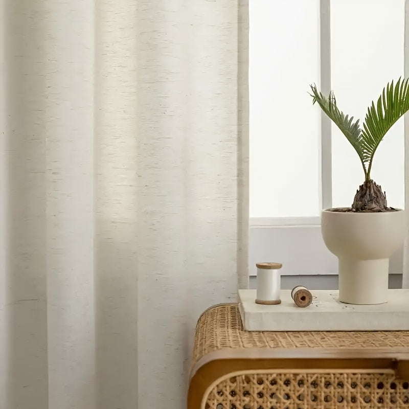 Rideau tamisant transparent effet lin pour salon et chambre (2 panneaux)