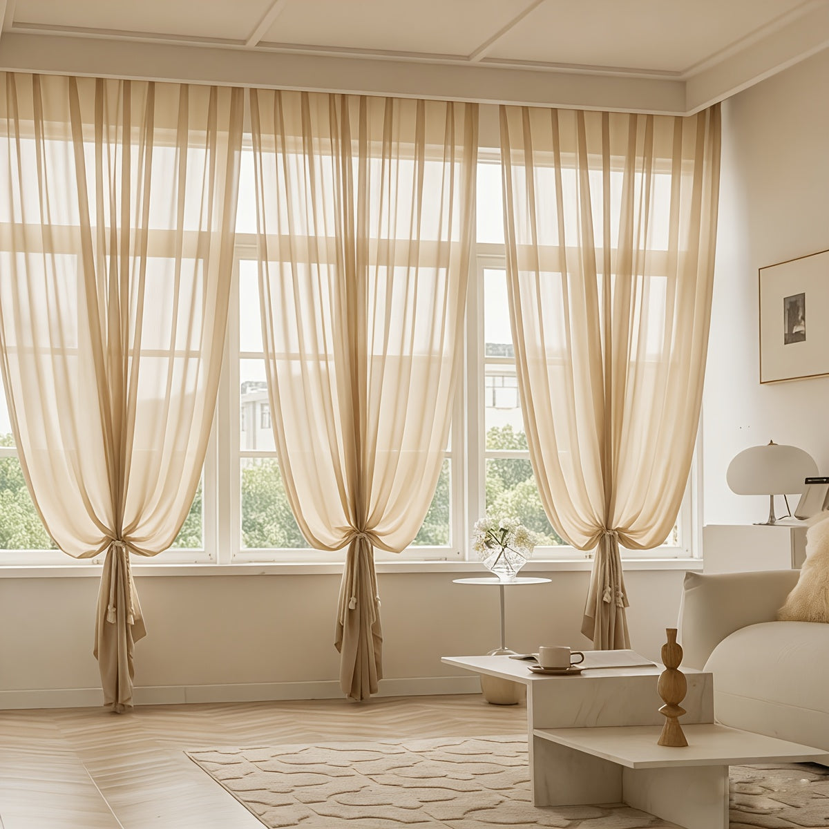 Voilage tamisant effet lin pour salon et chambre