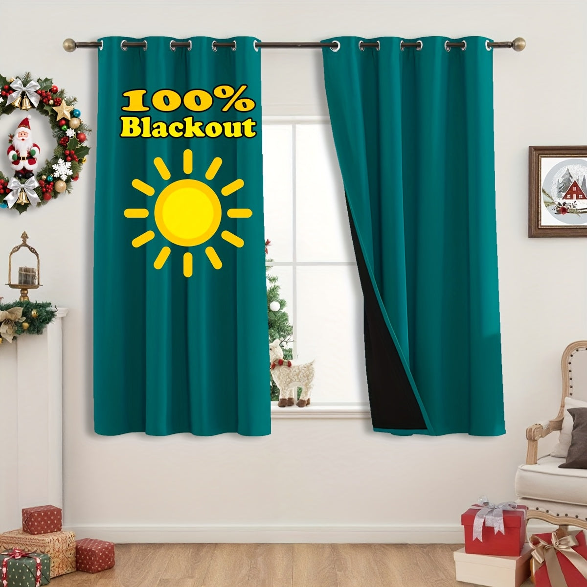Rideaux occultants thermiques 100 % blackout à œillets – lot de 2 panneaux