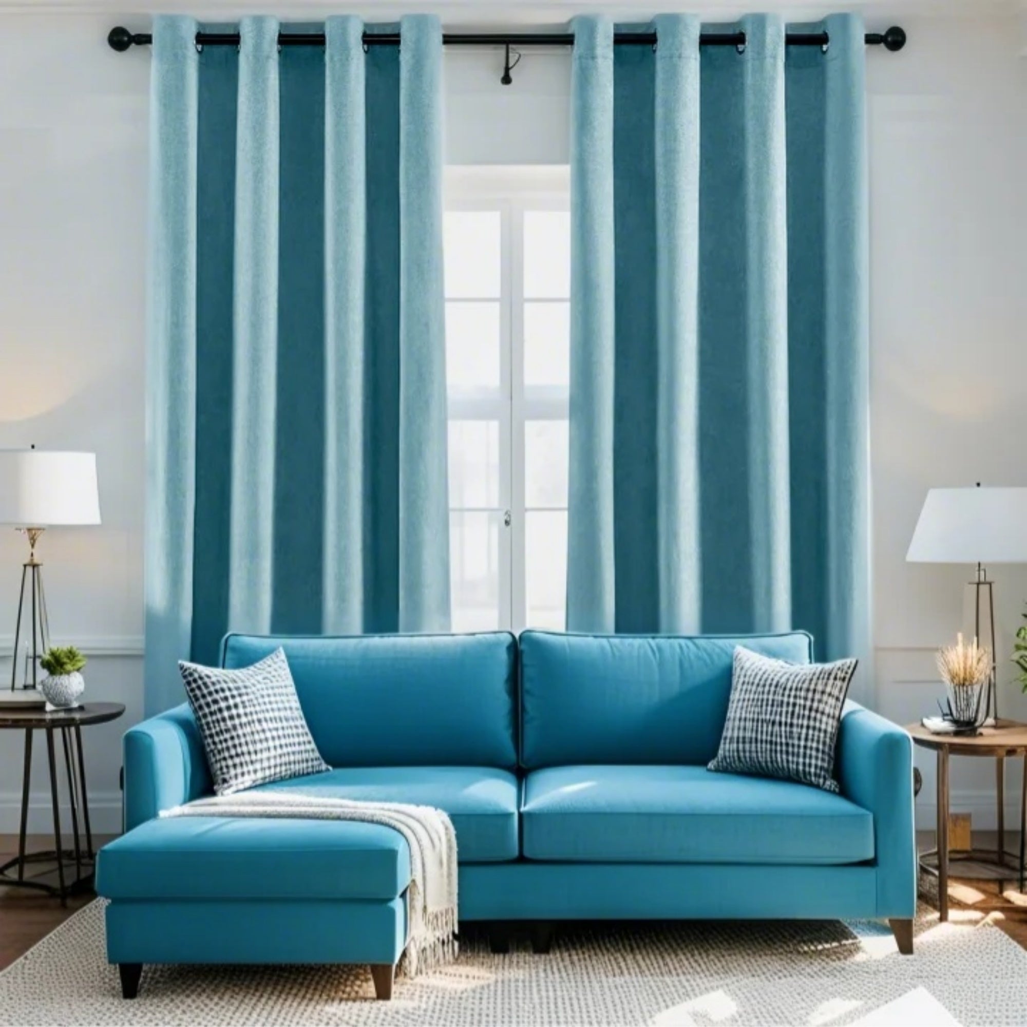 Rideaux en velours chenille épais à œillets pour salon (2 panneaux)