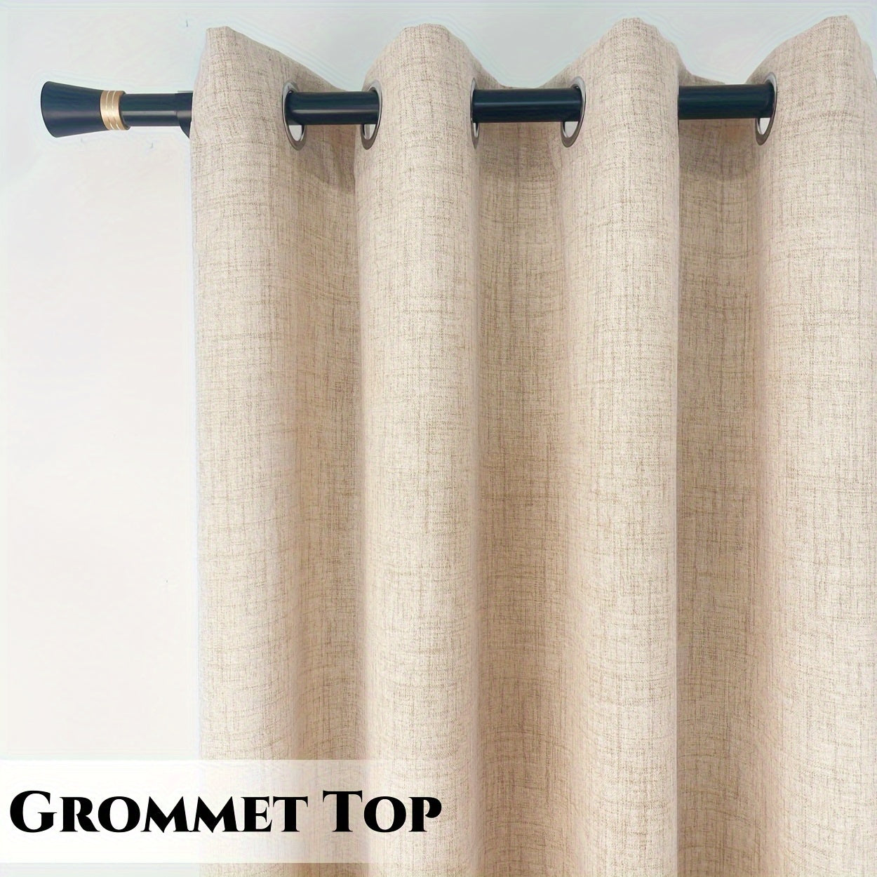Rideau effet lin tamisant à œillets style classique pour salon et chambre