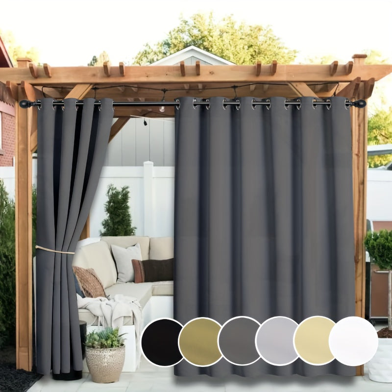 Rideaux extérieurs anti-UV et décoloration à œillets pour pergola (2 panneaux)