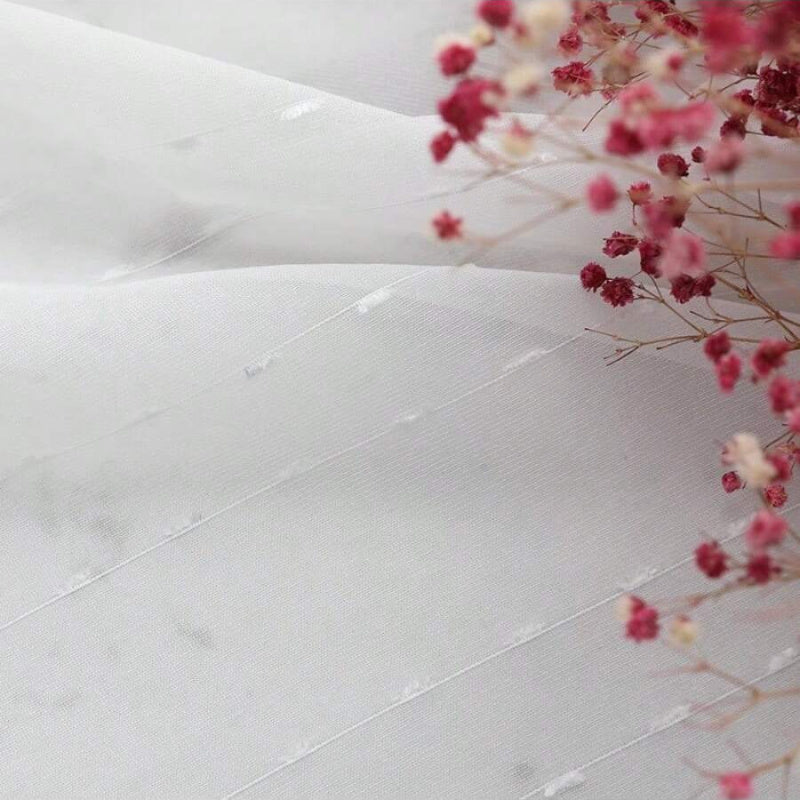 Rideau voilage blanc à pois en polyester léger pour salon et chambre
