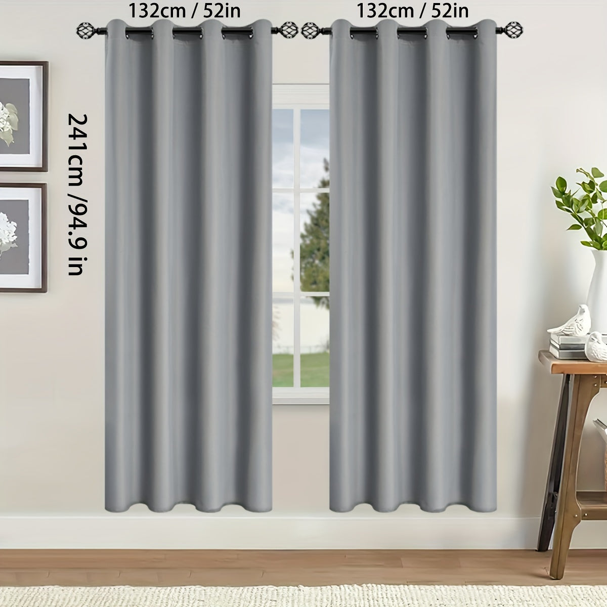 Rideaux occultants thermiques avec œillets pour salon et chambre - 2 panneaux