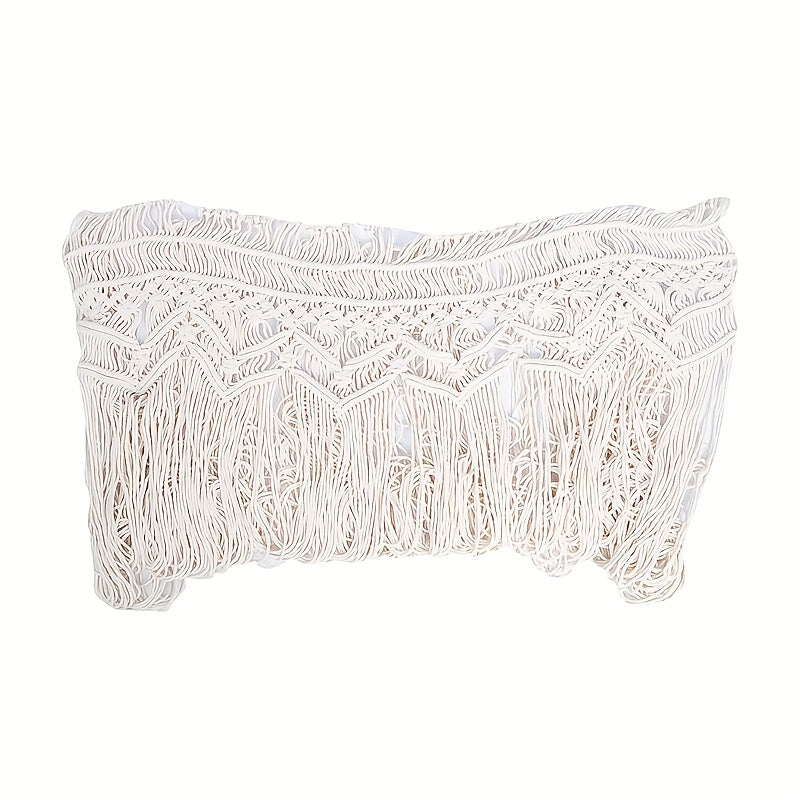 Rideau macramé bohème vague 95x180 cm en fibre naturelle (1 panneau)