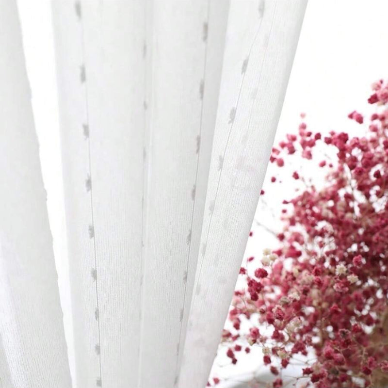 Rideau voilage blanc à pois en polyester léger pour salon et chambre