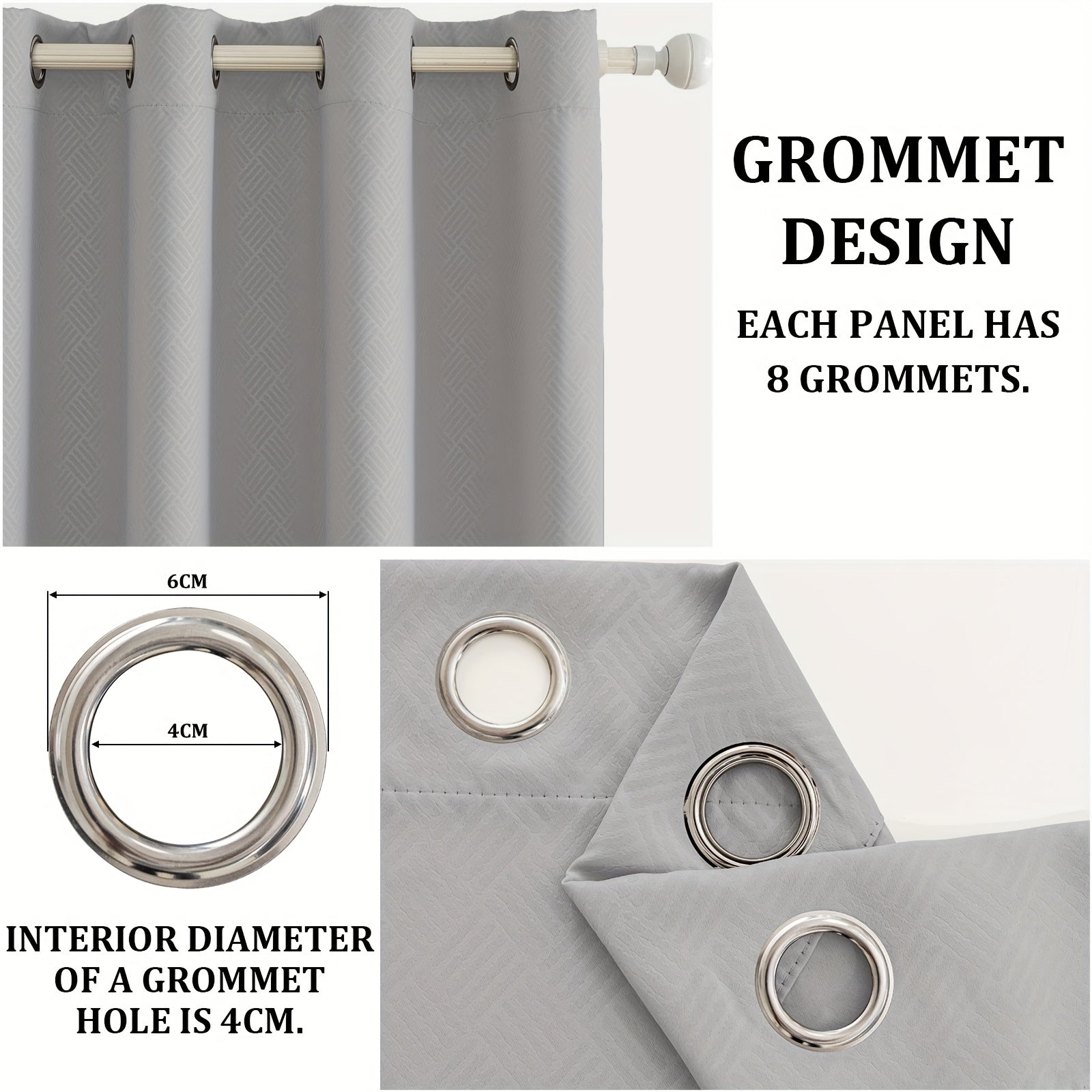 Rideaux occultants géométriques isolants à œillets pour chambre (2 panneaux)