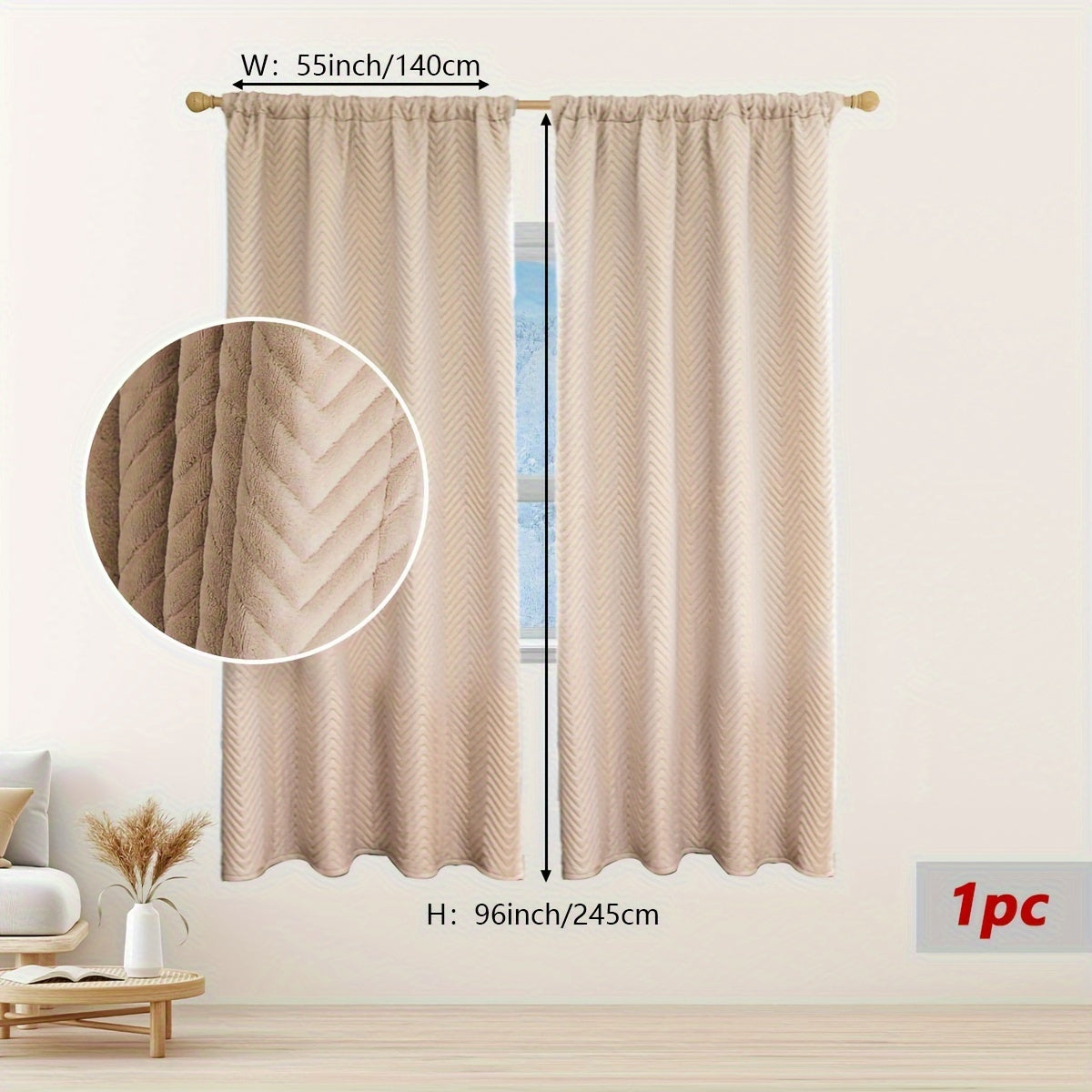 Rideau occultant thermique épais en flanelle pour salon et chambre
