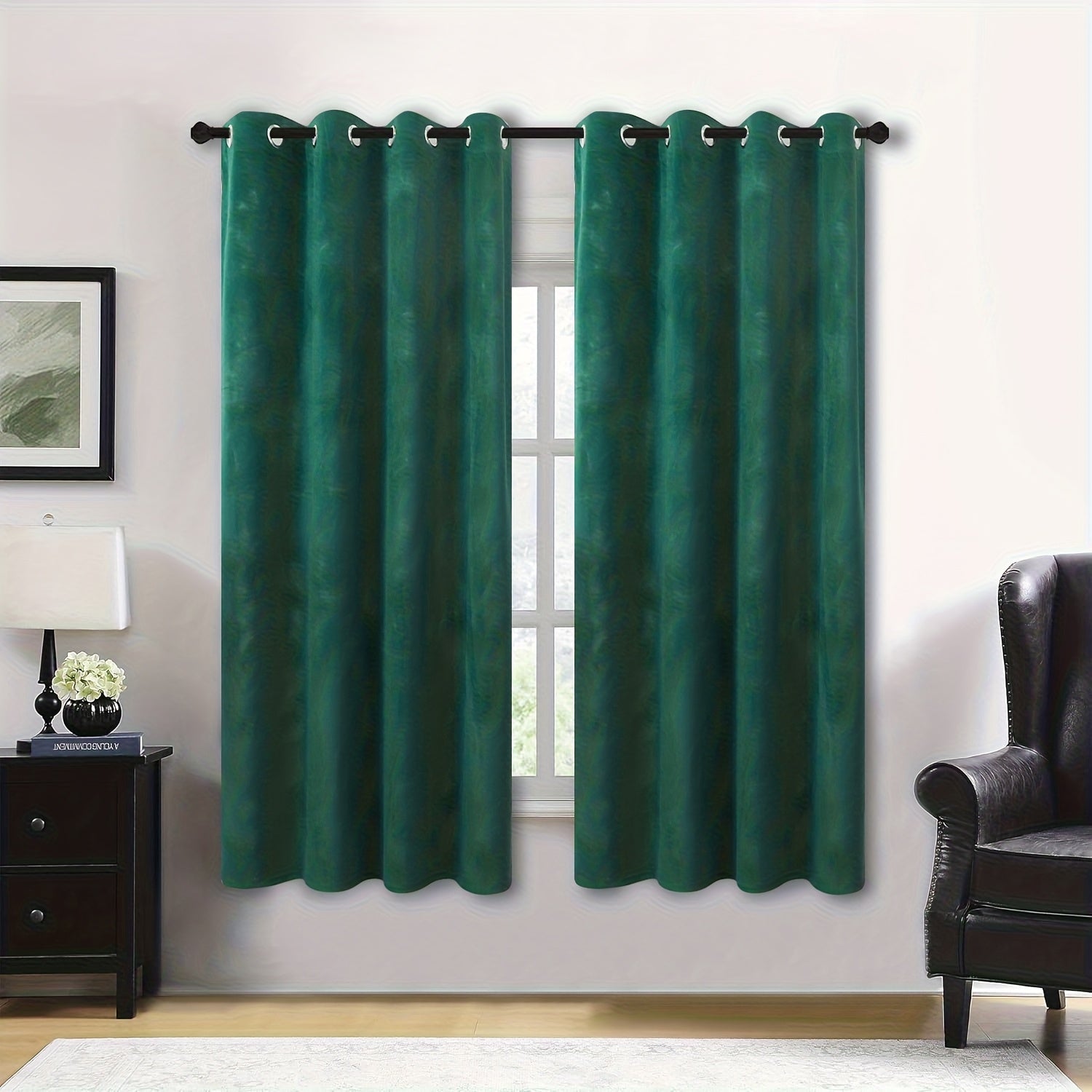 Rideaux velours tamisants unis en polyester avec œillets (2 panneaux)