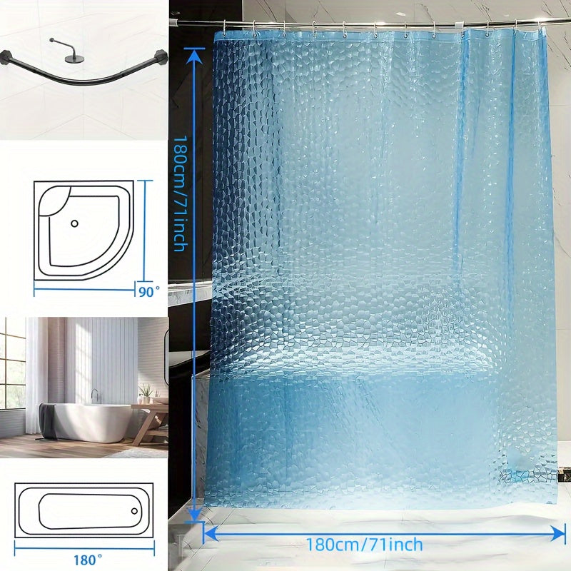 Rideau de douche en polyéthylène motif cubes d’eau semi-transparent