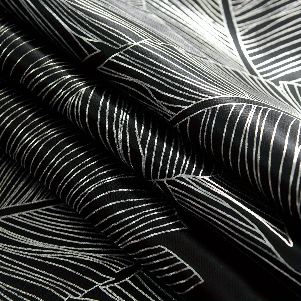 Rideau occultant noir ou gris à motifs feuilles pour salon et chambre