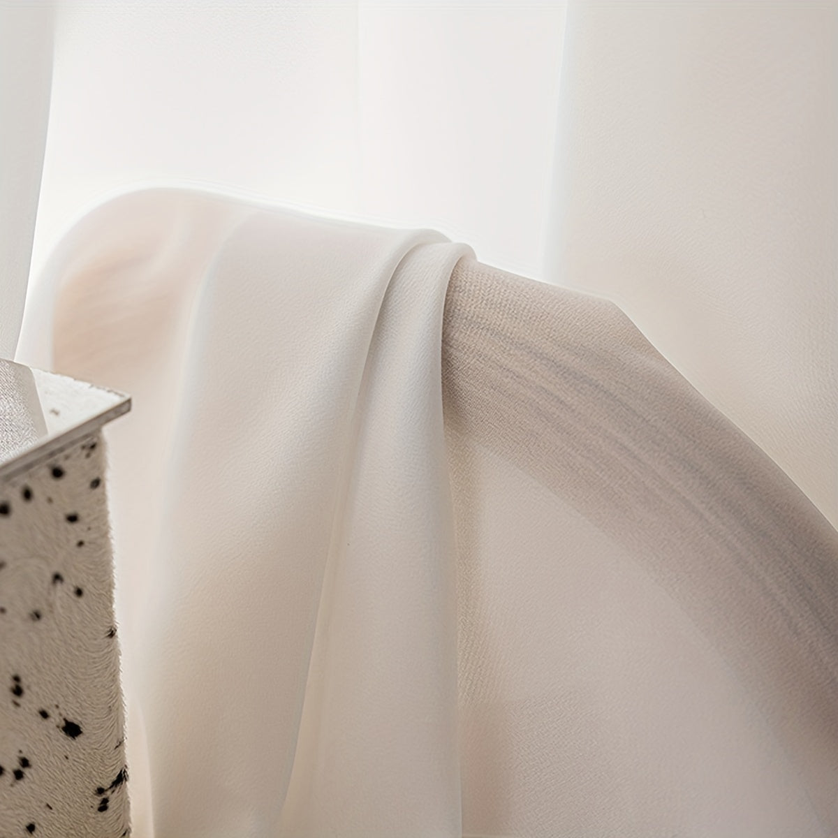 Rideaux voilage blanc semi-opaque à poche tringle pour fenêtre et porte-fenêtre (2 panneaux)