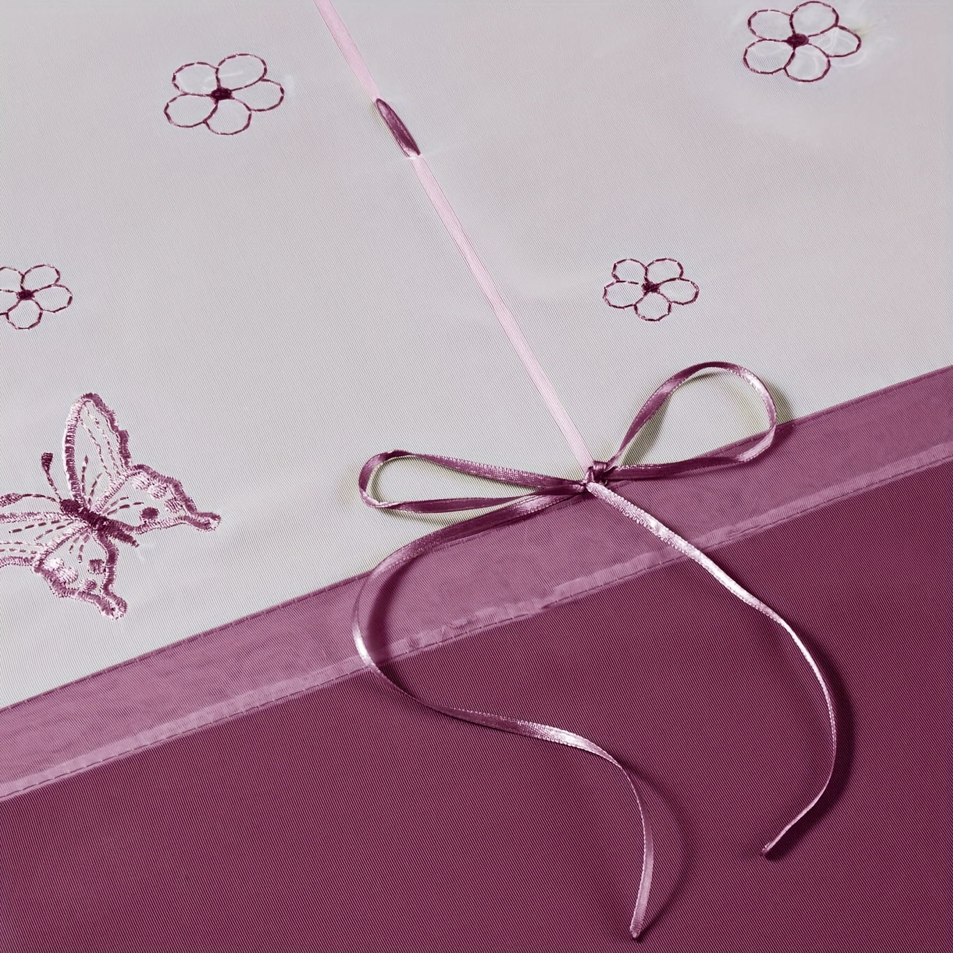 Rideau brise-bise à broderie papillon pour cuisine style campagne