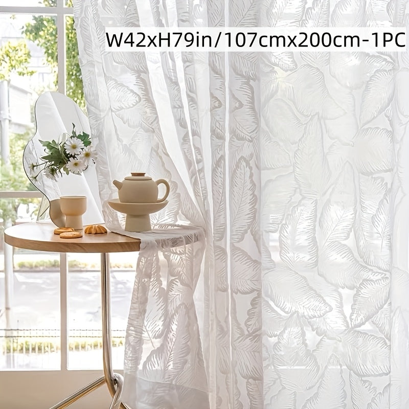 Rideau voilage velours beige brodé feuilles style rétro américain