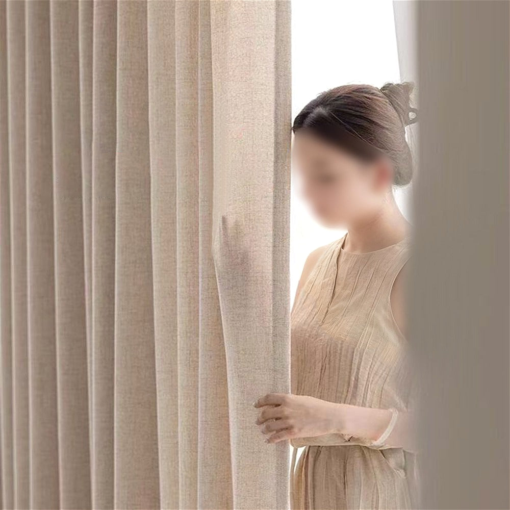Rideaux japonais semi-transparents effet lin – lot de 2 pour salon et chambre