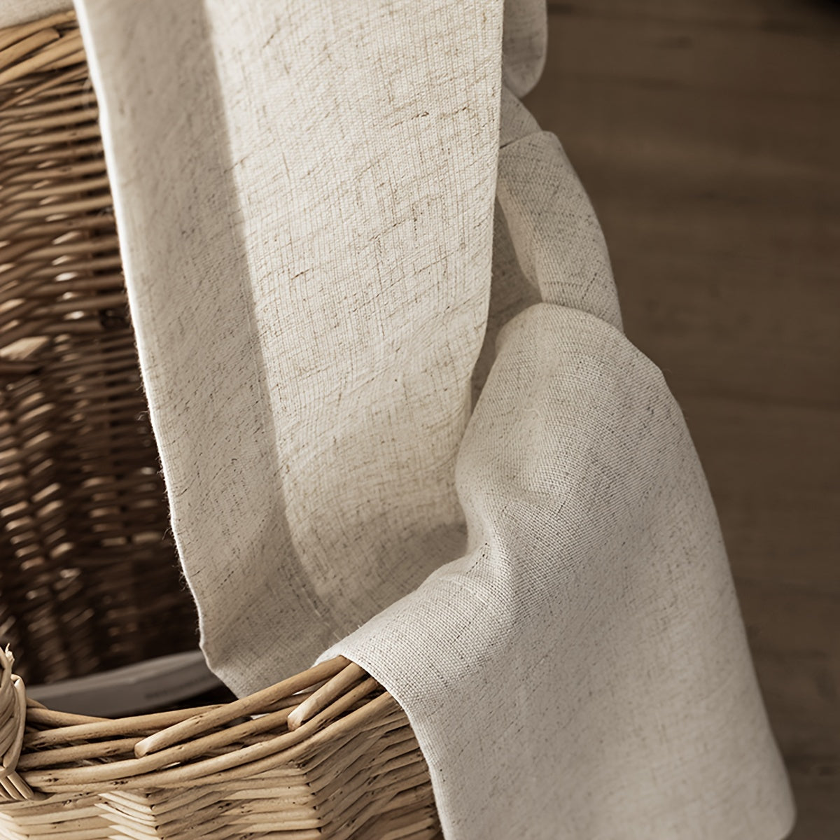 Rideau japonais uni tamisant en polyester effet lin pour salon et chambre