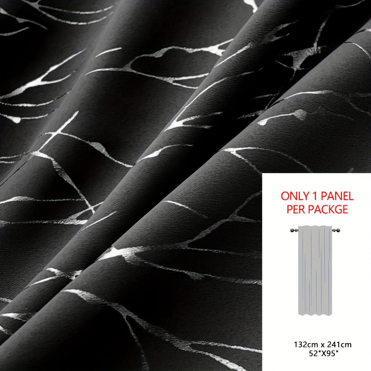 Rideau occultant à motifs branches dorées en polyester pour chambre