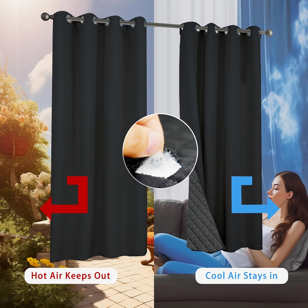 Rideaux occultants thermiques matelassés double couche – 2 panneaux
