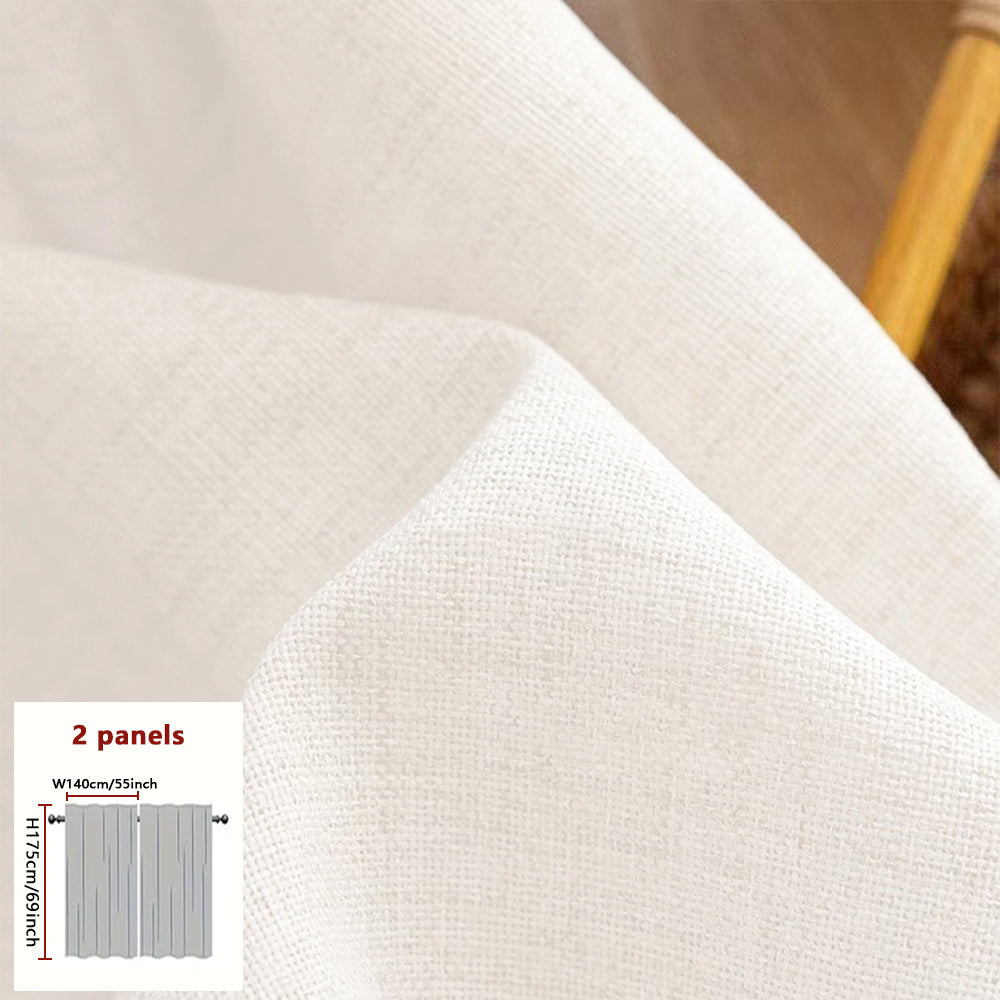 Rideaux japonais semi-transparents effet lin – lot de 2 pour salon et chambre
