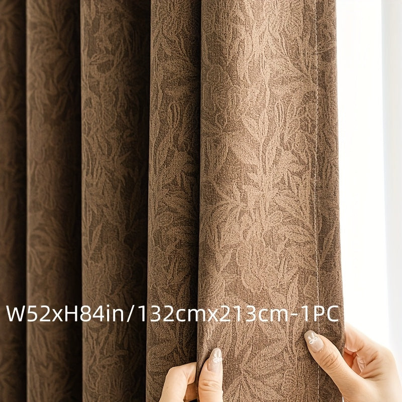 Rideau occultant jacquard chenille marron vintage à œillets