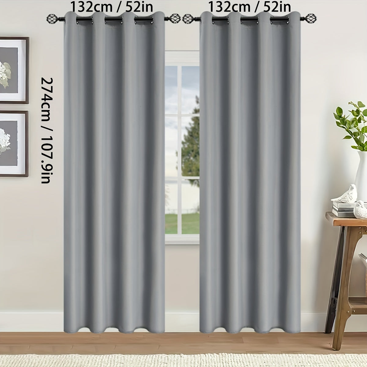 Rideaux occultants thermiques avec œillets pour salon et chambre - 2 panneaux