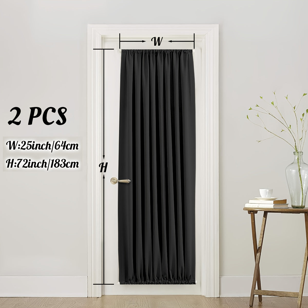Rideau occultant uni pour porte vitrée et baie coulissante (2 panneaux)