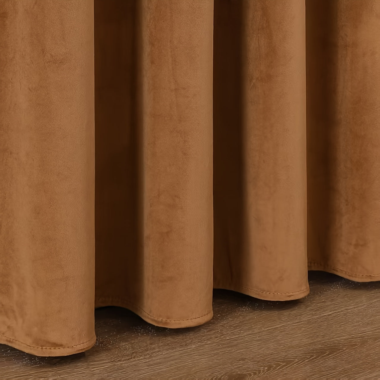 Rideaux occultants velours marron café en polyester (2 panneaux)