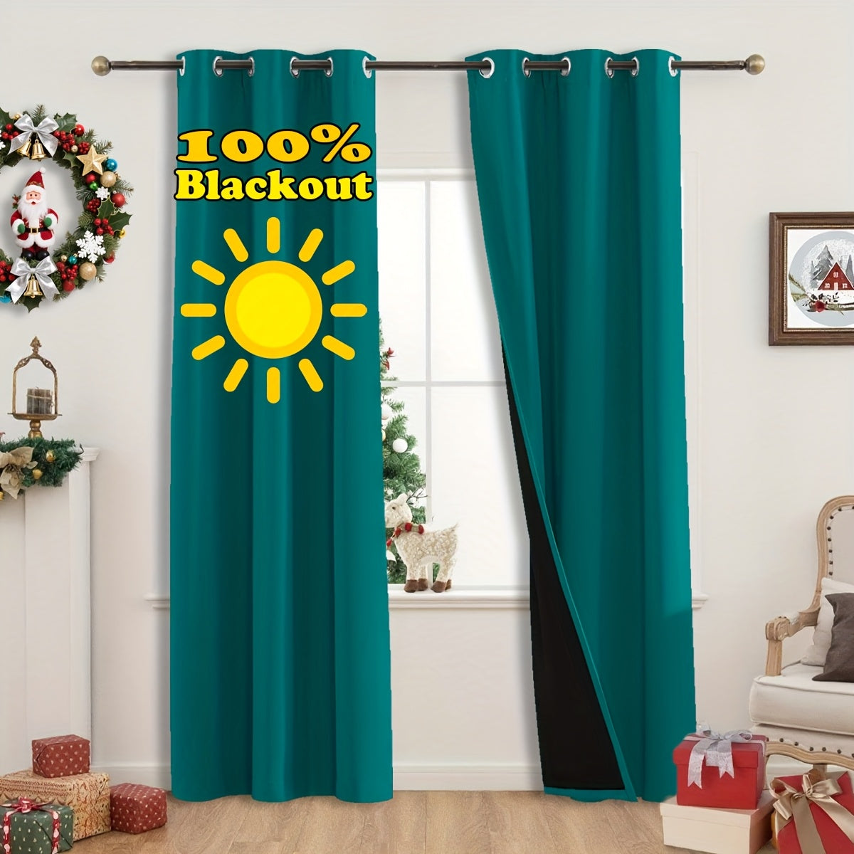 Rideaux occultants thermiques 100 % blackout à œillets – lot de 2 panneaux
