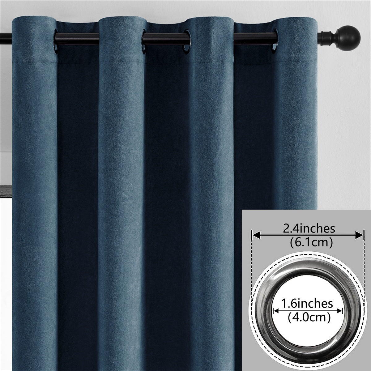 Rideaux en velours chenille épais à œillets pour salon (2 panneaux)