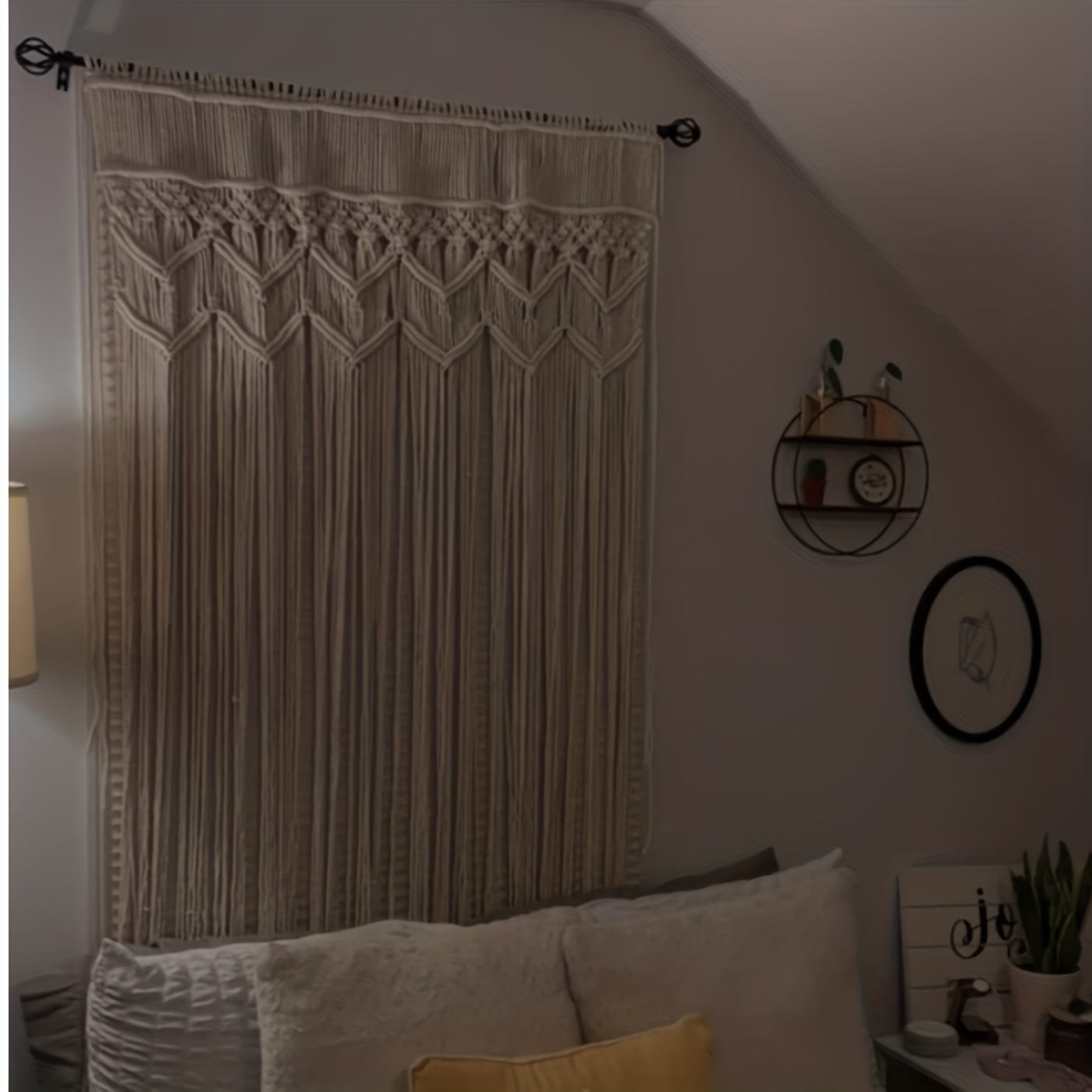 Rideau macramé bohème en coton ajouré pour porte ou fenêtre (1 panneau)