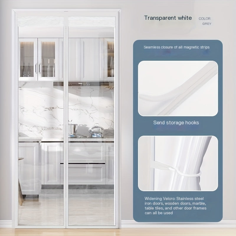 Rideau de porte thermique transparent en PVC isolant sans perçage