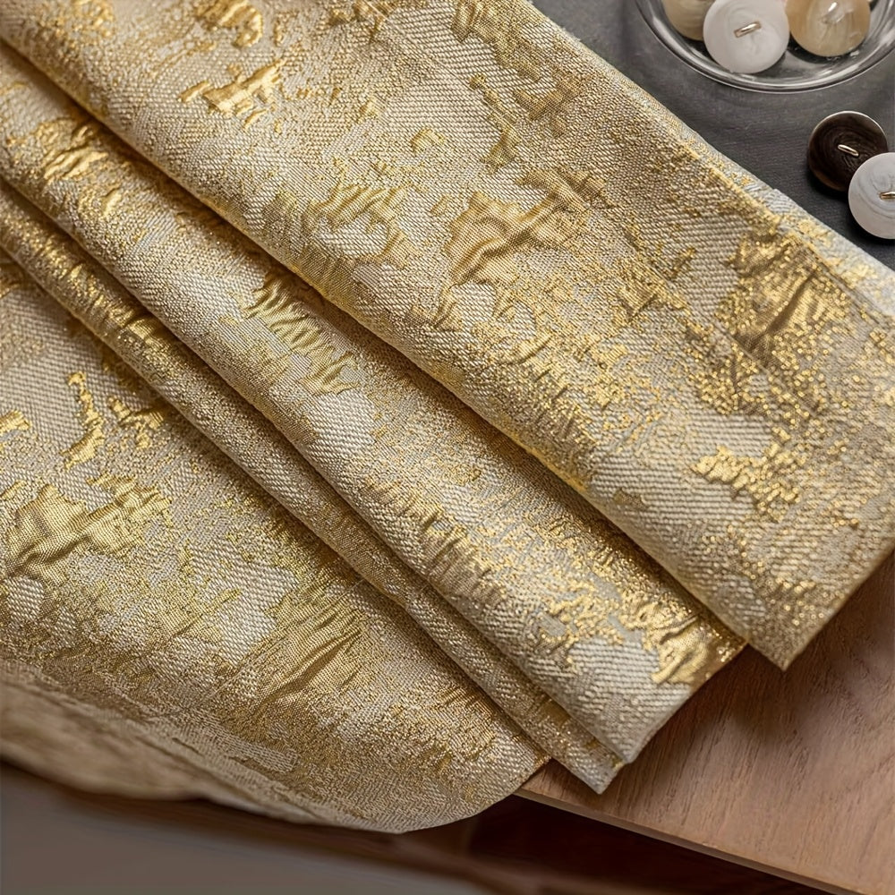 Rideau occultant jacquard doré en polyester pour salon et chambre