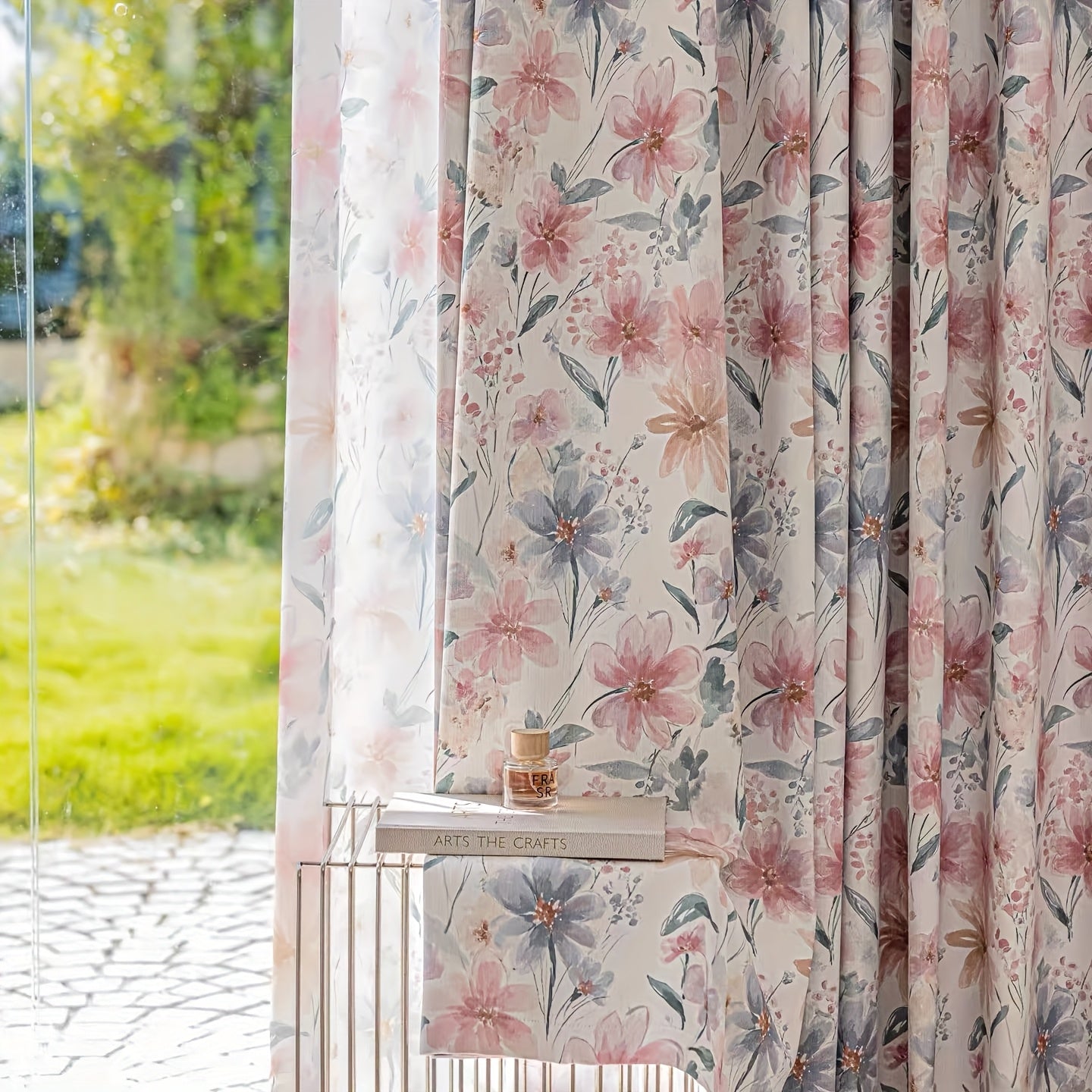 Rideau occultant en chenille jacquard floral style campagne française