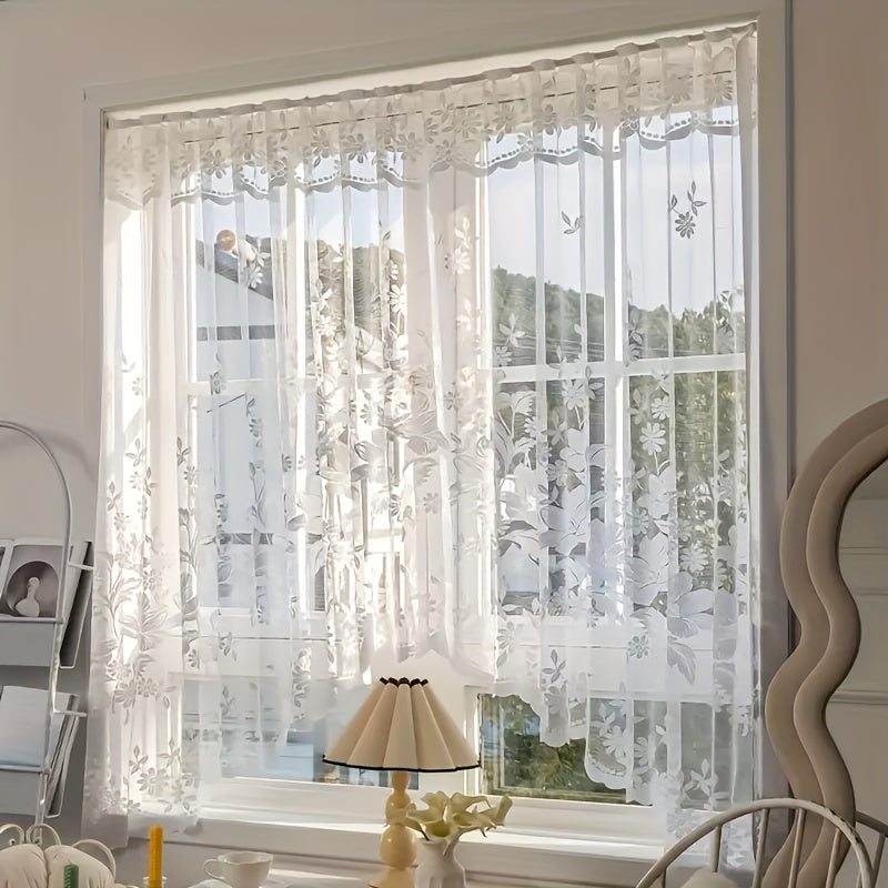 Rideau voilage dentelle blanche style romantique pour fenêtre et arche