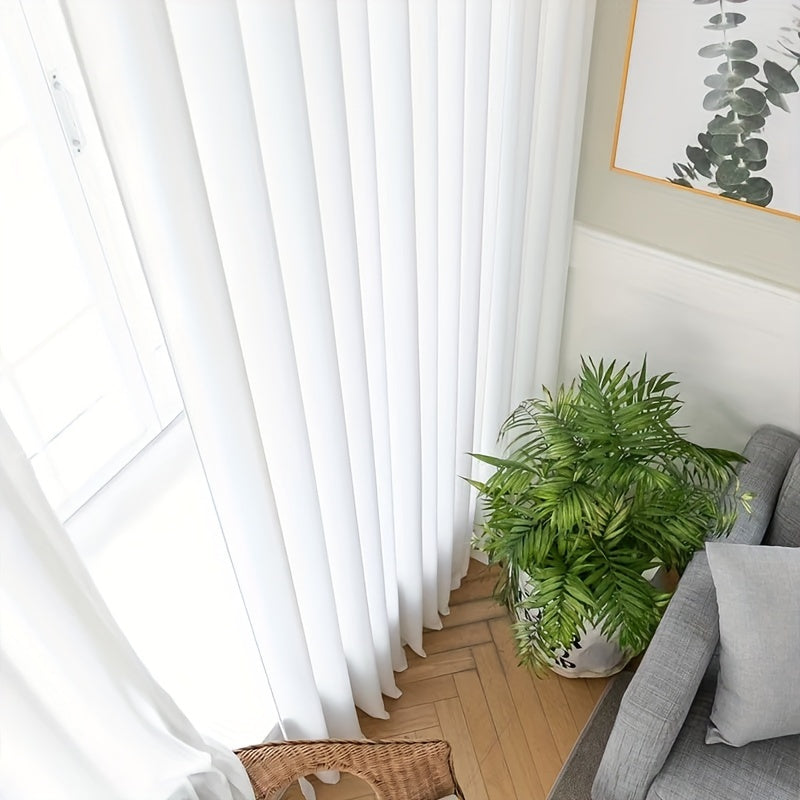 Rideau voilage blanc en mousseline semi-transparent pour salon et chambre