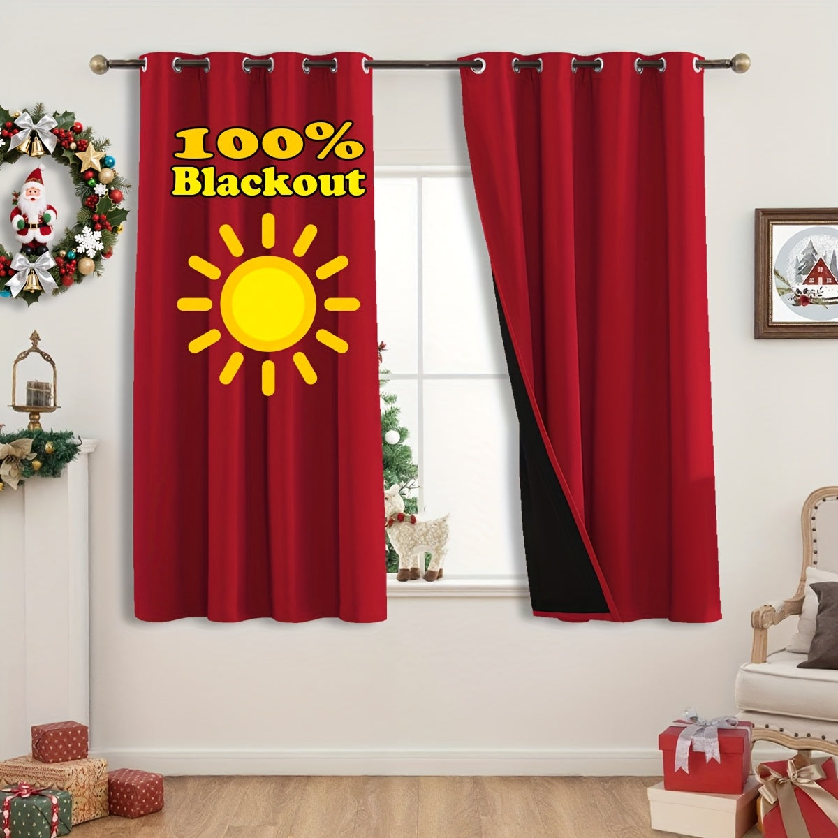 Rideaux occultants thermiques 100 % blackout à œillets – lot de 2 panneaux