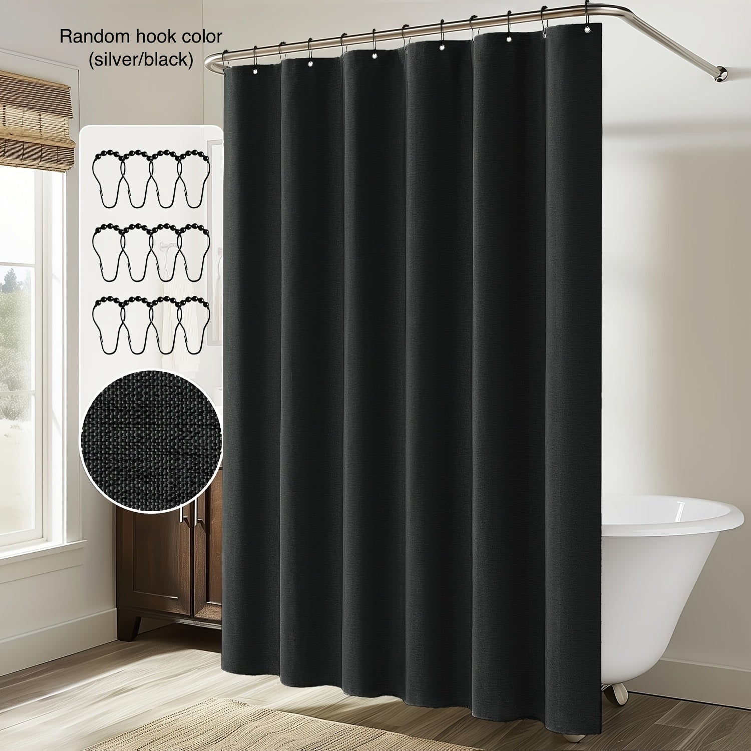 Rideau de douche épais en polyester jacquard avec œillets métalliques